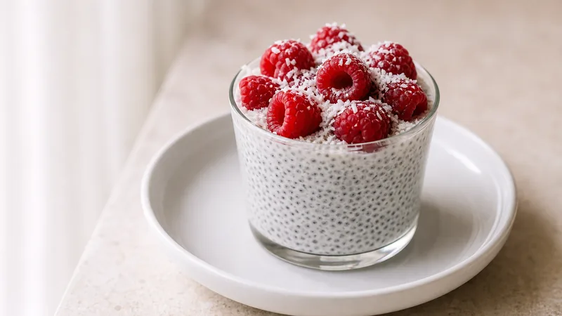 Chia pudink s malinami