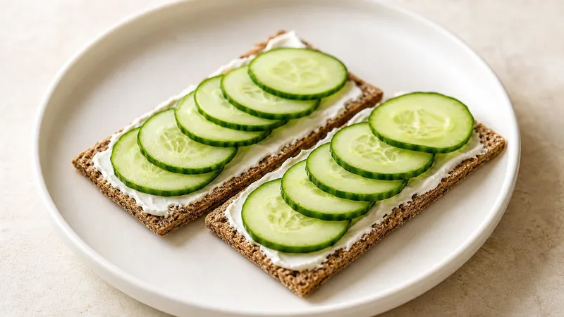 Knäckebrot se žervé a okurkou