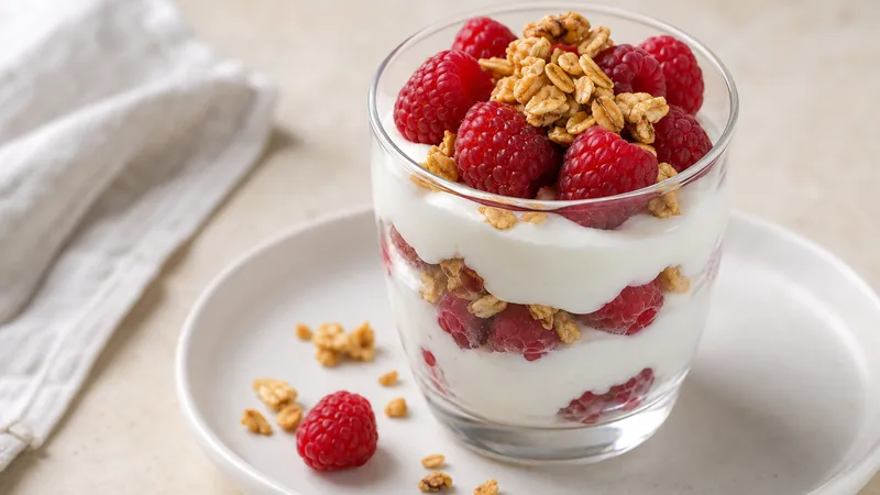 Skyr s malinami a granolou