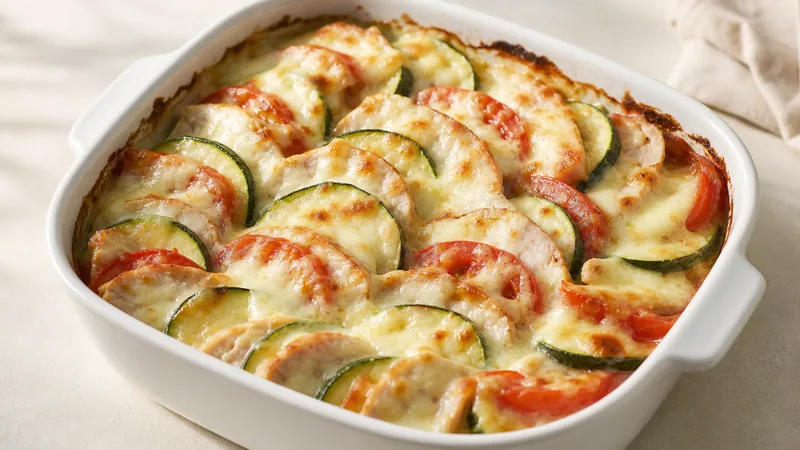 Zeleninový gratin s krůtím masem